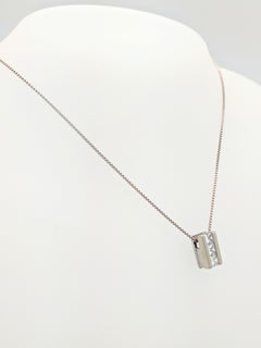 14 Karat White Gold 1 Carat Princess Cut Diamond Pendant Necklace