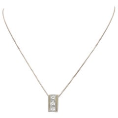 14 Karat White Gold 1 Carat Princess Cut Diamond Pendant Necklace