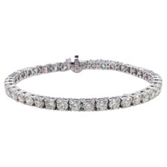 14 Karat White Gold 10 Carat Round Natural Diamond Tennis Line Bracelet