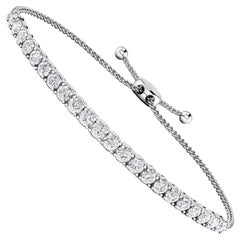 14 Karat White Gold 1.00 Carat Diamond Bolo Tennis Bracelet