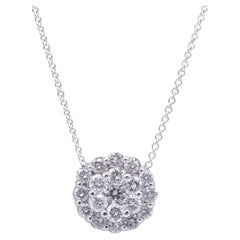 .60 Carat Diamond White Gold Cluster Pendant Necklace For Sale at ...