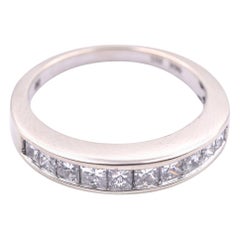 14 Karat White Gold 1.00 Carat Diamond Princess Cut Channel Set Band