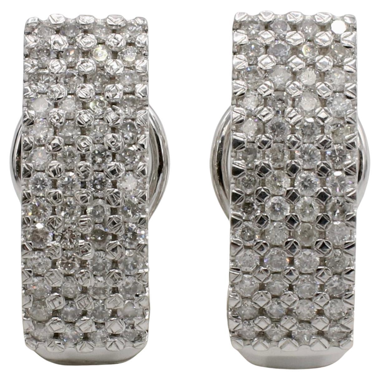 14 Karat White Gold 1.00 Carat Natural Diamond Earrings For Sale
