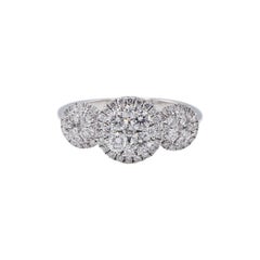 14 Karat White Gold 1.00 Carat Pave Diamond Cluster Ring