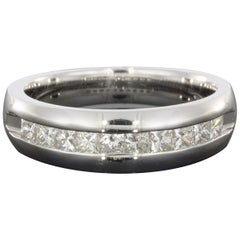 14 Karat White Gold 1.00 Carat Princess Diamond Channel Men's Wedding Band Ring