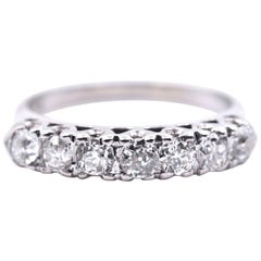 14 Karat White Gold 1.00 Carat Vintage European Cut Wedding Band