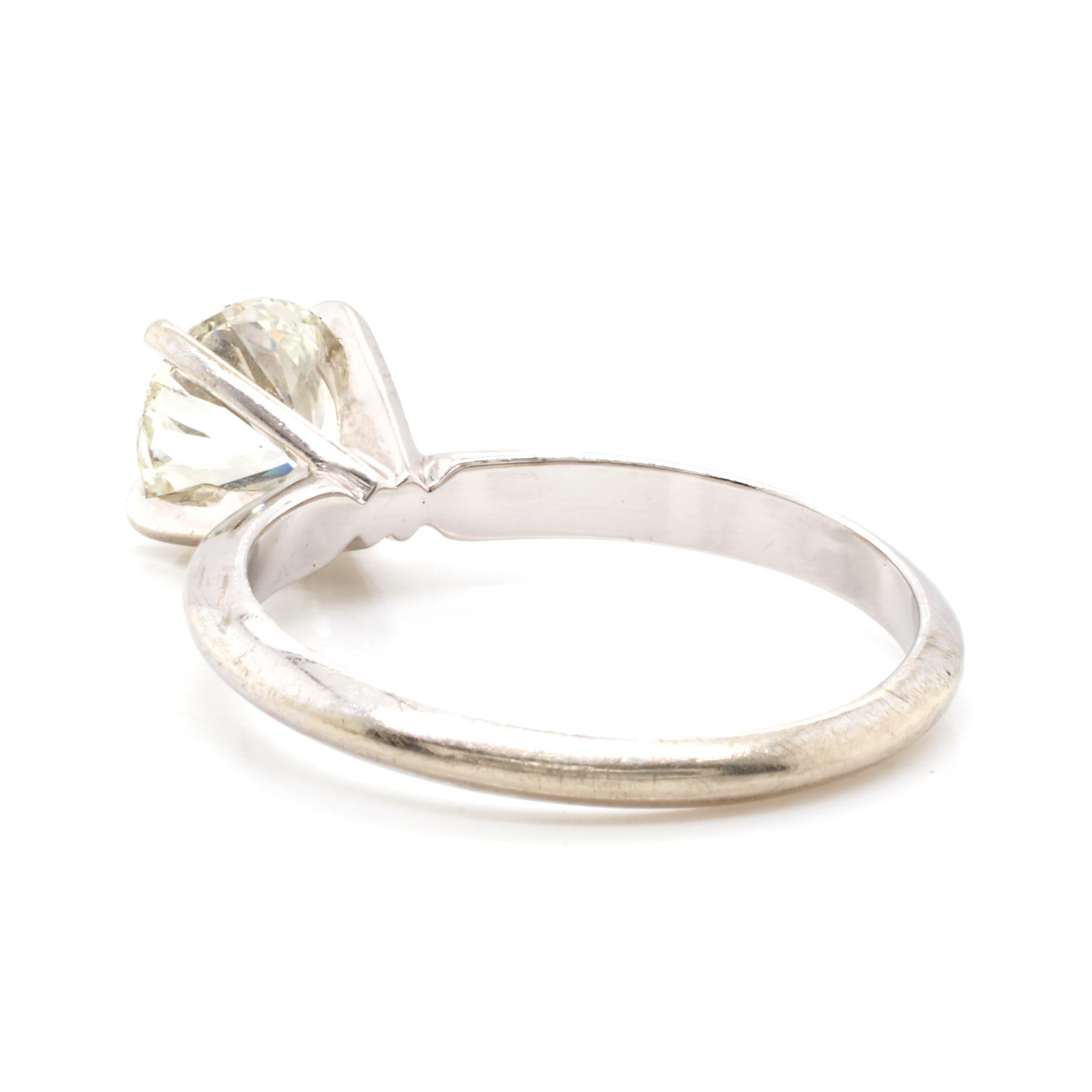 Round Cut 14 Karat White Gold 1.00ct Round Brilliant Cut Diamond Engagement Ring For Sale