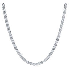 14 Karat White Gold 10.13 Carat Total Weight Diamond Two Row Choker Necklace