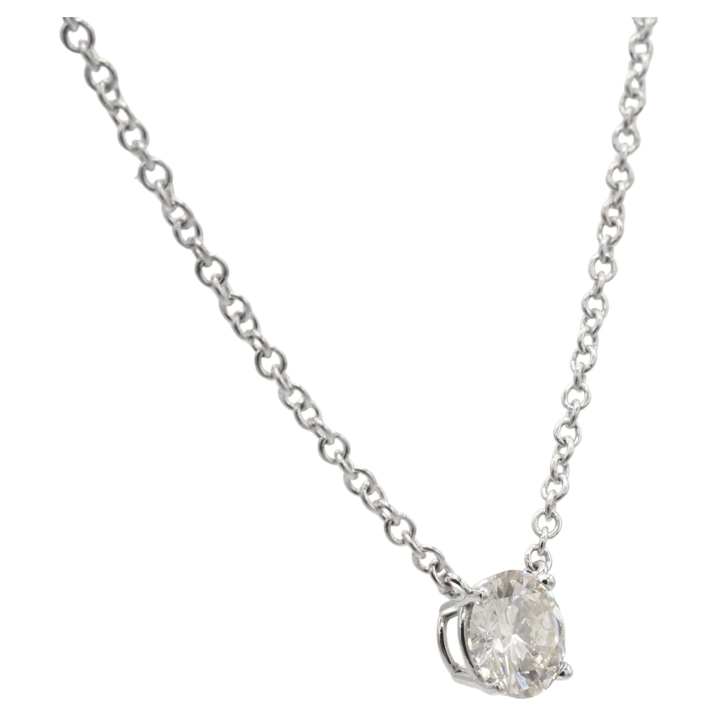 14 Karat White Gold 1.02 Carat Round Natural Diamond Drop Necklace
Metal: 14k white gold
Weight: 2.79 grams
Chain: 16 inches
Clasp: Lobster
Diamond: 1.02 round I SI1 natural diamond, 6.5mm

