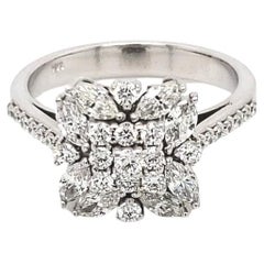 14 Karat White Gold 1.08 Carat Fancy-cut Natural Diamond Fashion Ring Size 6.25