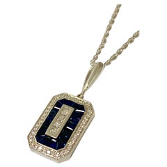 14 Karat White Gold 1.08 Carat Sapphire and 0.33 Carat Diamond Necklace
