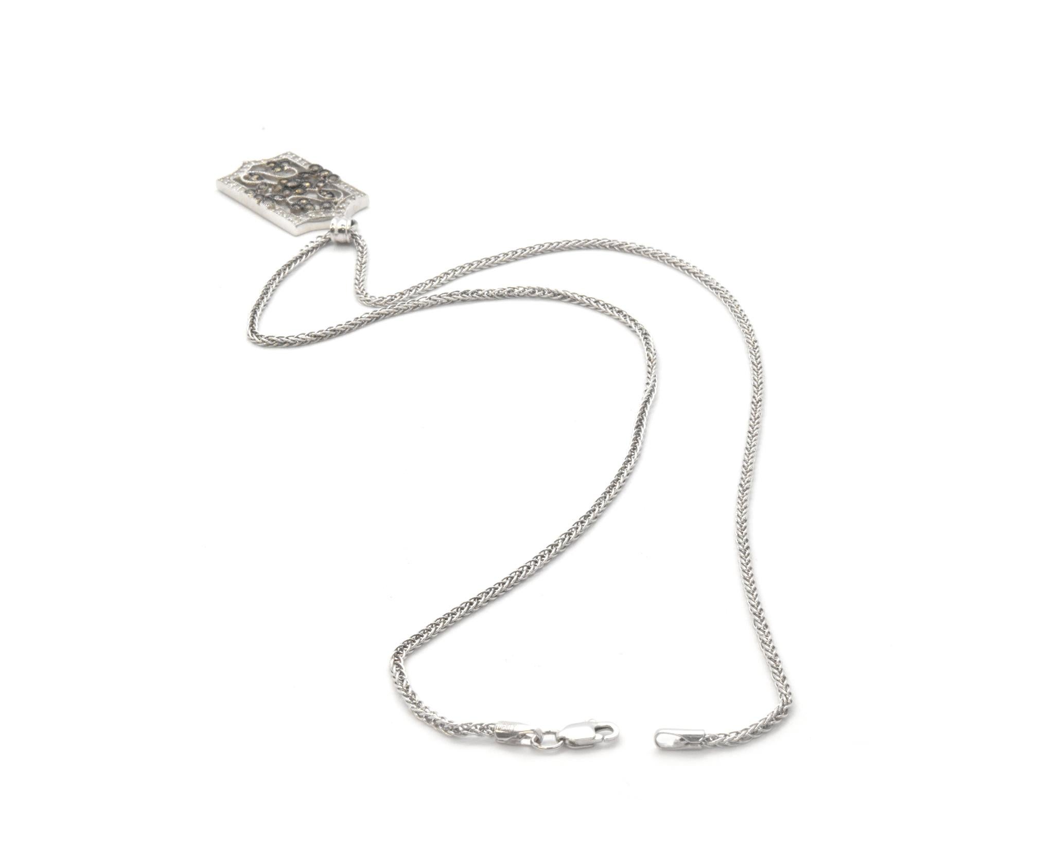 14 Karat White Gold 1.10 Carat White or Cognac Diamond Flower Pendant Necklace In New Condition For Sale In Scottsdale, AZ