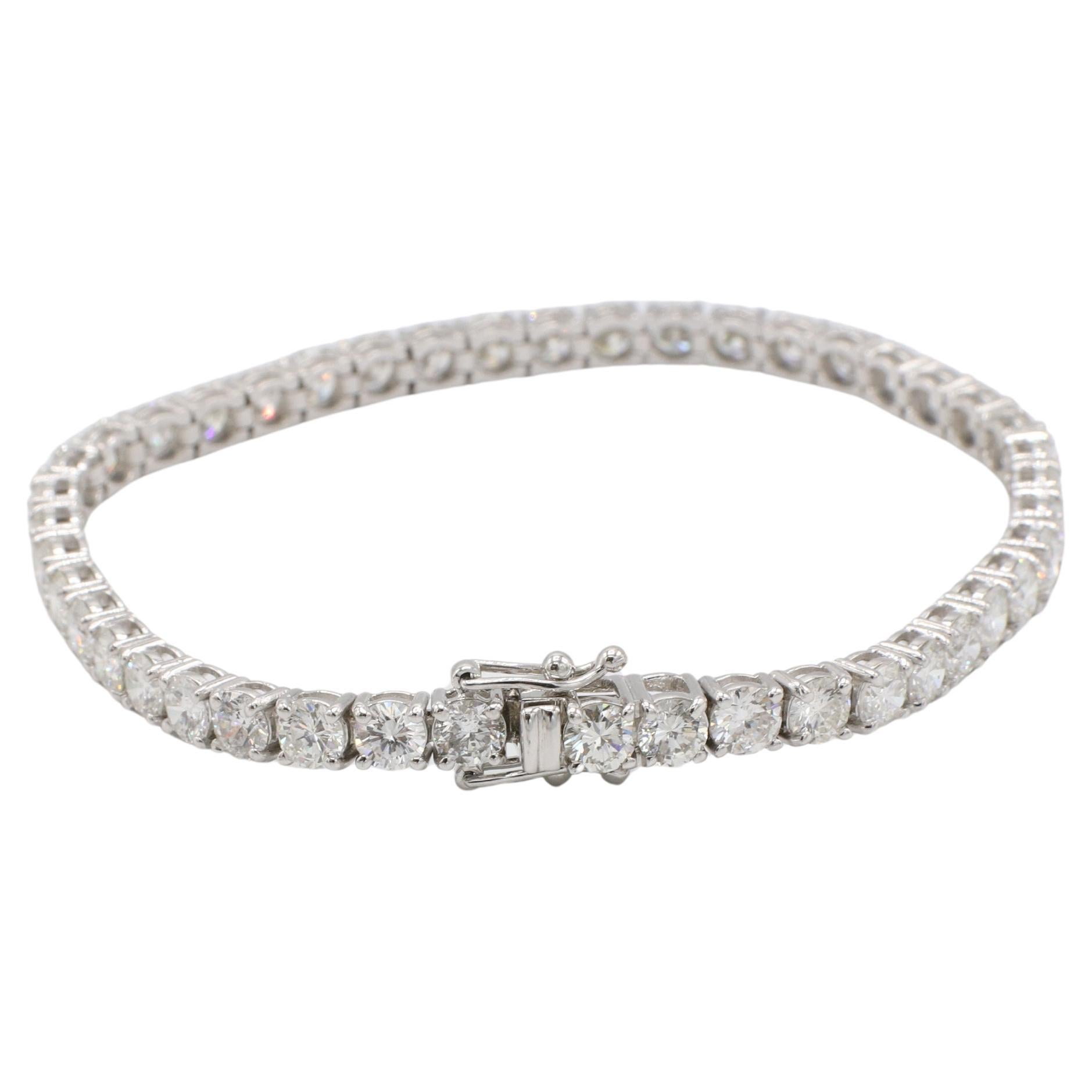 14 Karat Weißgold 11,00 Karat Natürlicher Runder Diamant Tennis Line Armband (Moderne) im Angebot