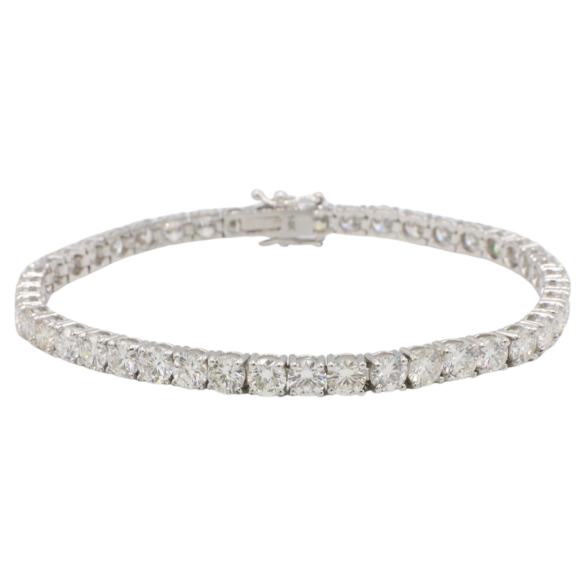 14 Karat Weißgold 11,00 Karat Natürlicher Runder Diamant Tennis Line Armband