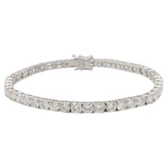 Bracciale Tennis in oro bianco 14 carati con diamanti tondi naturali da 11,00 carati