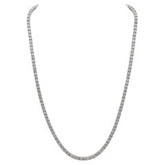 Collana Tennis con diamanti tondi naturali in oro bianco 14 carati da 11,22 carati