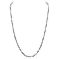 Collier de tennis en or blanc 14 carats 11,22 carats diamants ronds naturels 