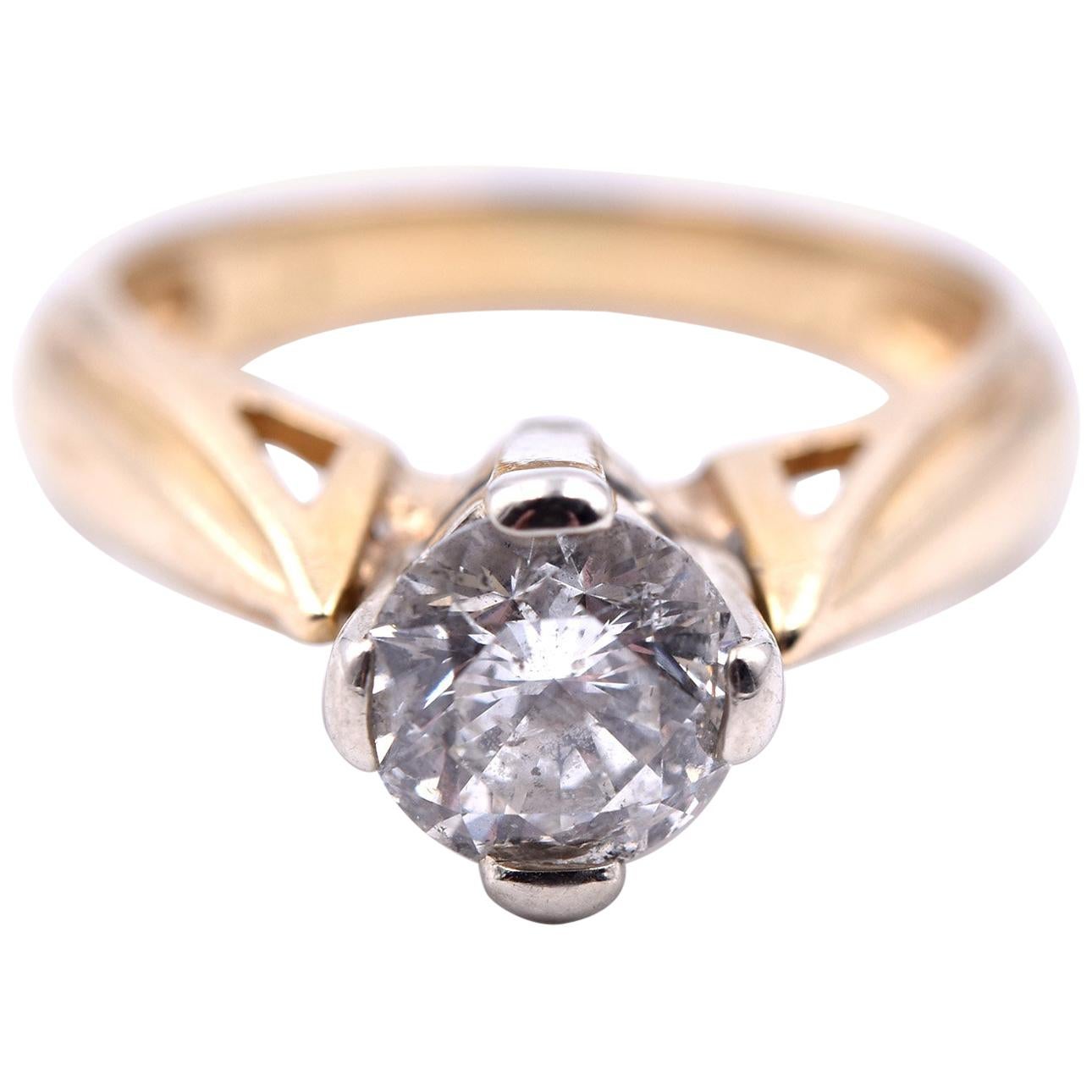 14 Karat Weißgold Verlobungsring mit 1,15 Karat Diamant im Angebot