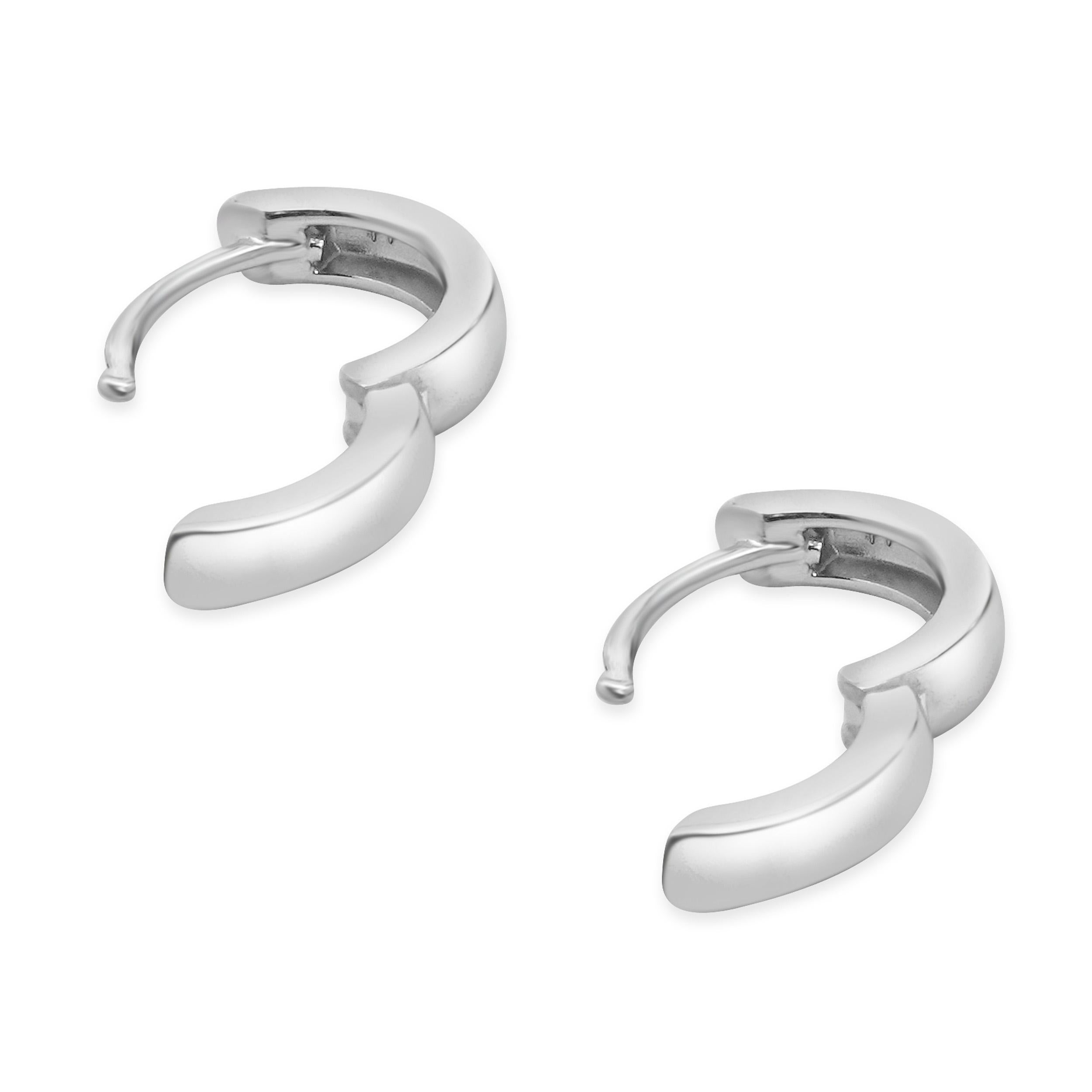 Women's or Men's 14 Karat White Gold 11mm Huggie Earrings