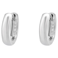 14 Karat White Gold 11mm Huggie Earrings