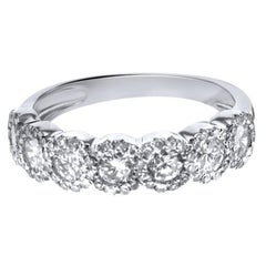 14 Karat White Gold 1.20 Carat Diamond Flowers Ring 14 Karat White Gold 1.20 Carat Diamond Flowers Ring