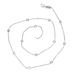 14 Karat White Gold 1.20 Carat Diamond Station Necklace