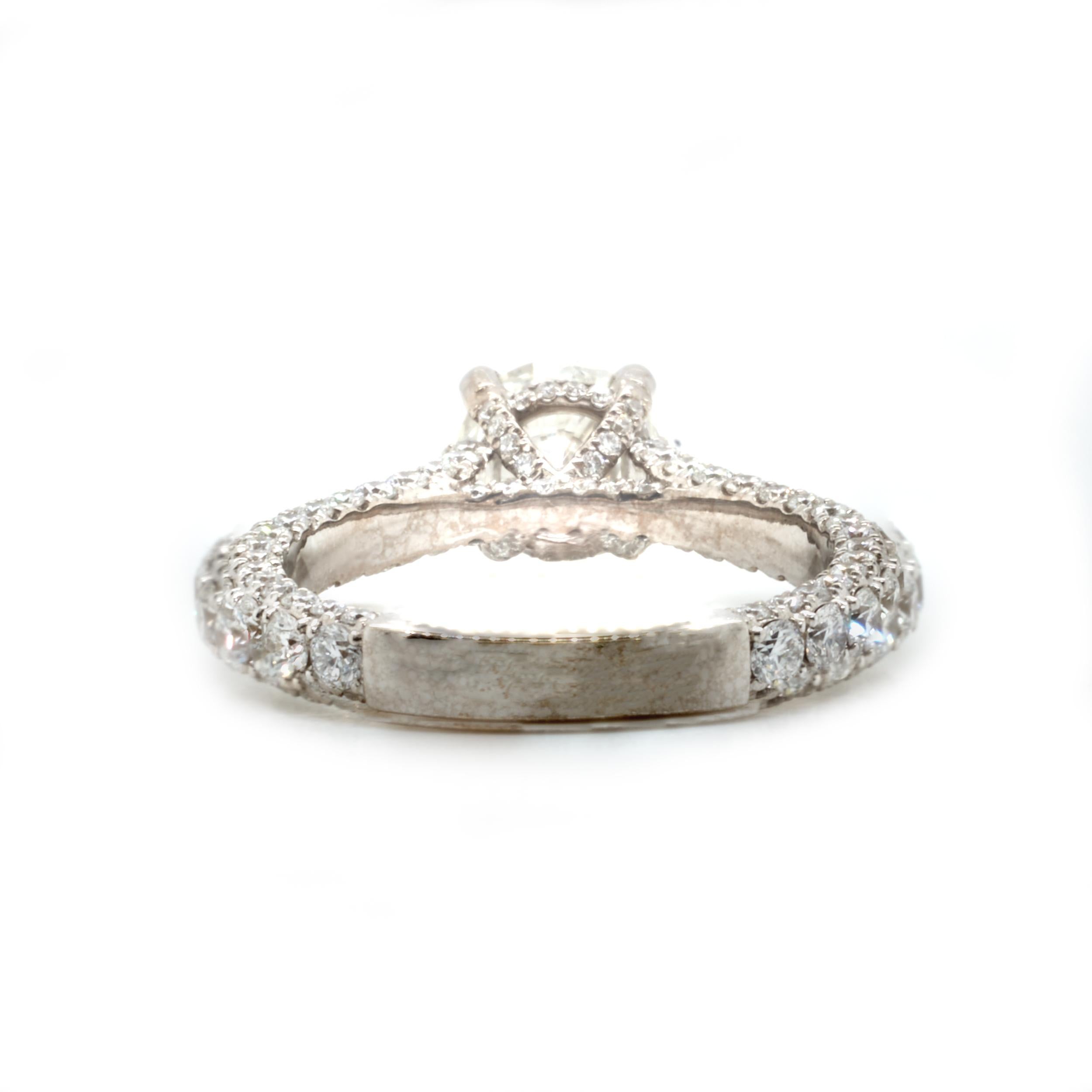 14 Karat White Gold 1.21ct Round Diamond Engagement Ring In Excellent Condition For Sale In Scottsdale, AZ