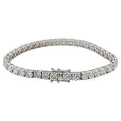 Bracelet de tennis en or blanc 14 carats 12,54 carats diamant rond naturel