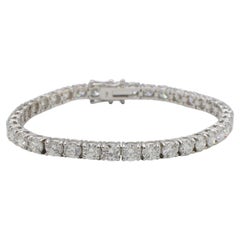 Bracelet de tennis en or blanc 14 carats 12,54 carats diamant rond naturel