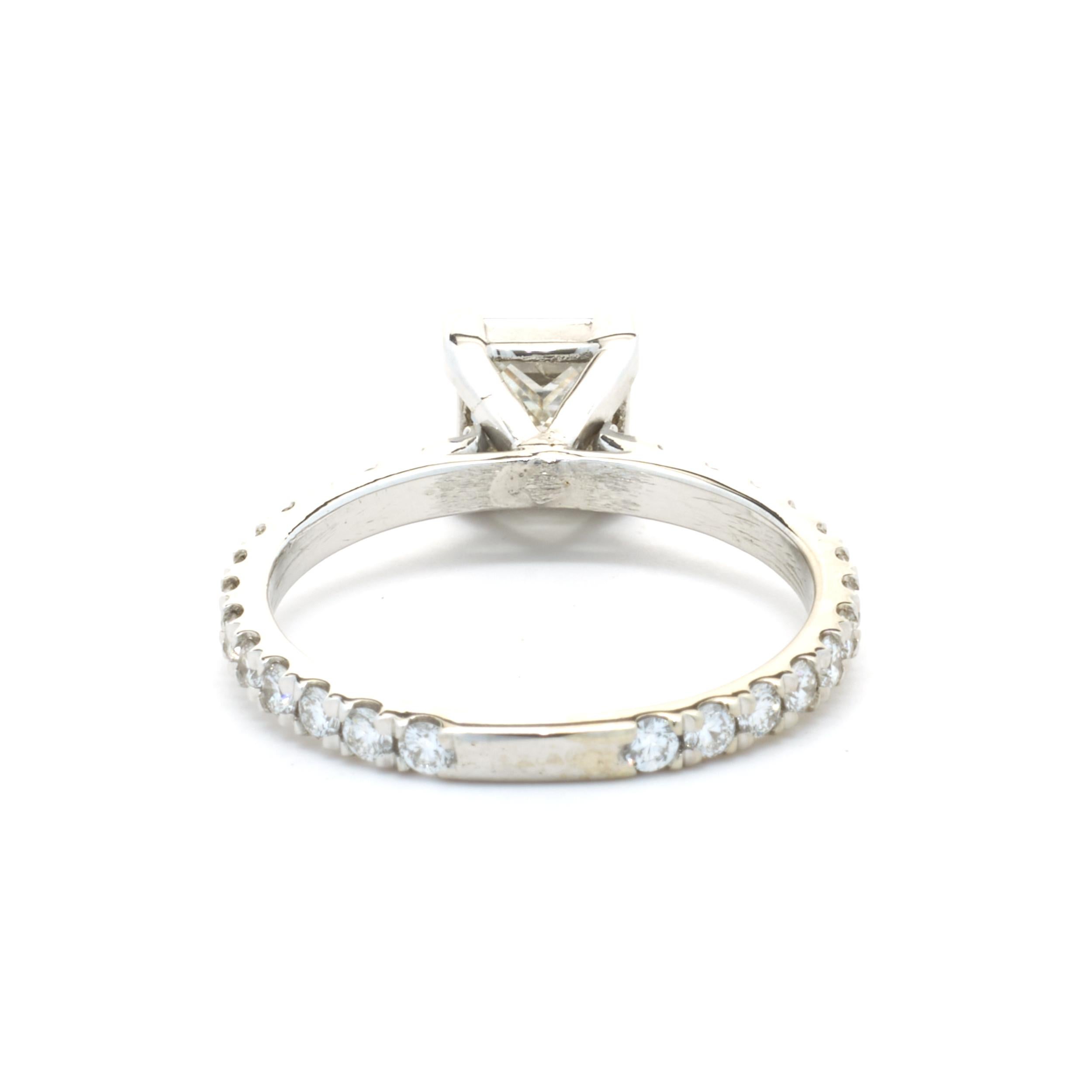 Anello di fidanzamento con diamante taglio principessa in oro bianco 14 carati da 1,25 carati In condizioni ottime in vendita a Scottsdale, AZ