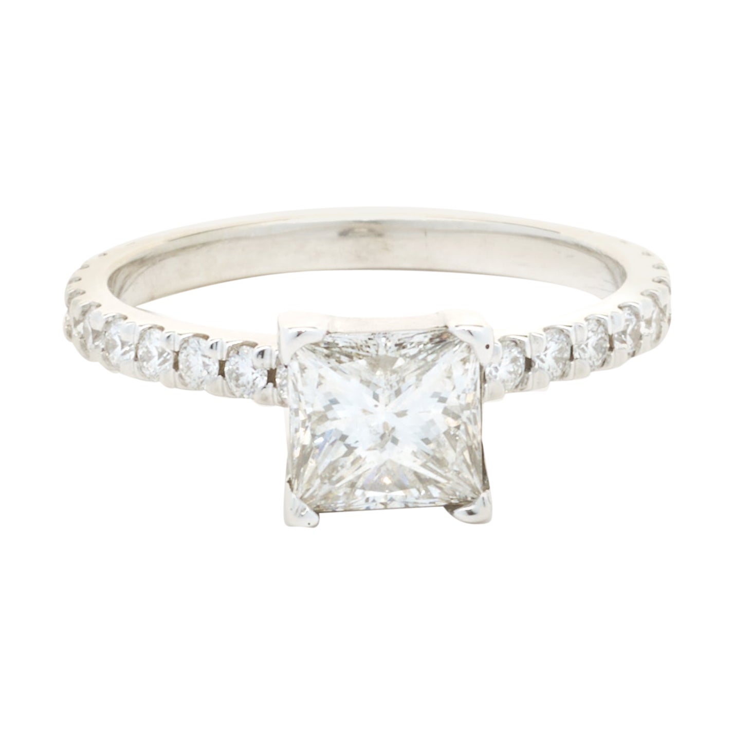 Anillo de compromiso de oro blanco de 14 quilates con diamante talla princesa de 1,25 ct