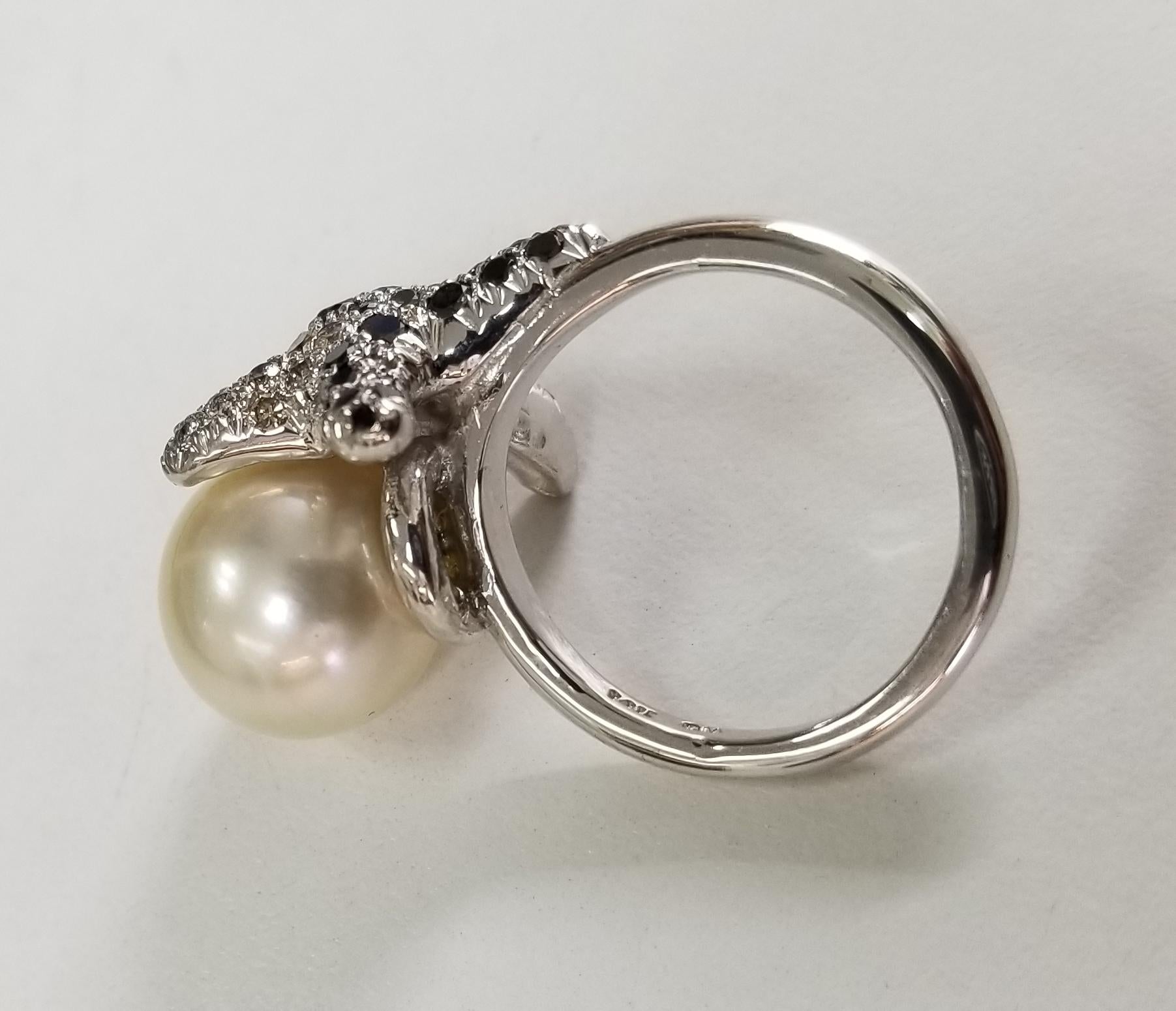 Artisan 14 Karat White Gold South Sea Pearl and Diamond 