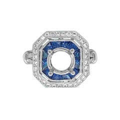 14 Karat White Gold 1.30 Carat Sapphire and Diamond Ring Mount