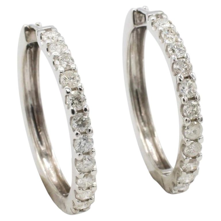 Boucles d'oreilles en or blanc 14 carats 1,35 carat diamant naturel