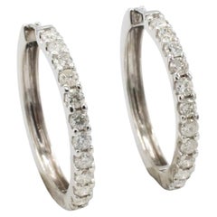 Pendientes de aro de oro blanco de 14 quilates con un diamante natural de 1,35 quilates