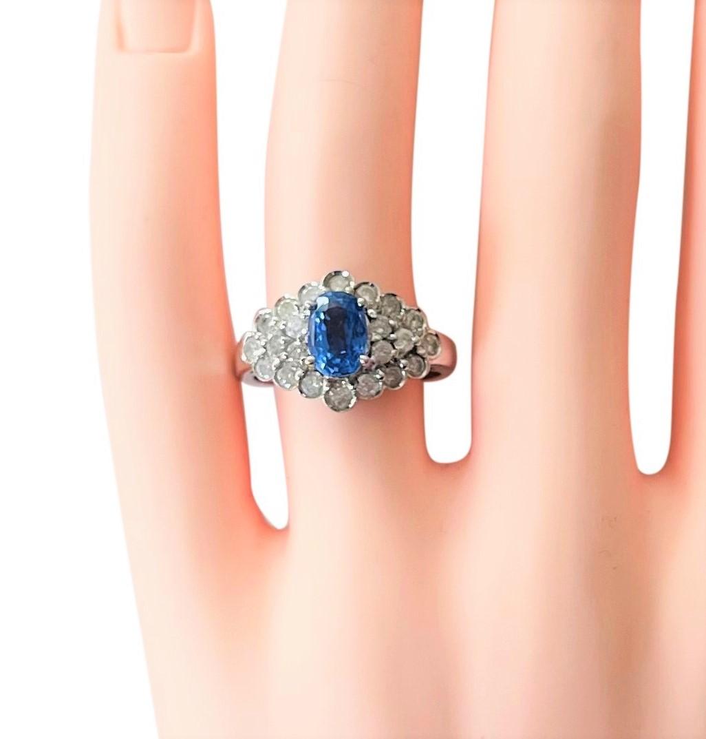 Women's 14 Karat White Gold 1.35 Carat Blue Sapphire and .80 Carat Diamond Ring
