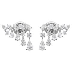 Orecchini a goccia in oro bianco 14 carati con pera e diamanti tondi brillanti da 1,39 carati