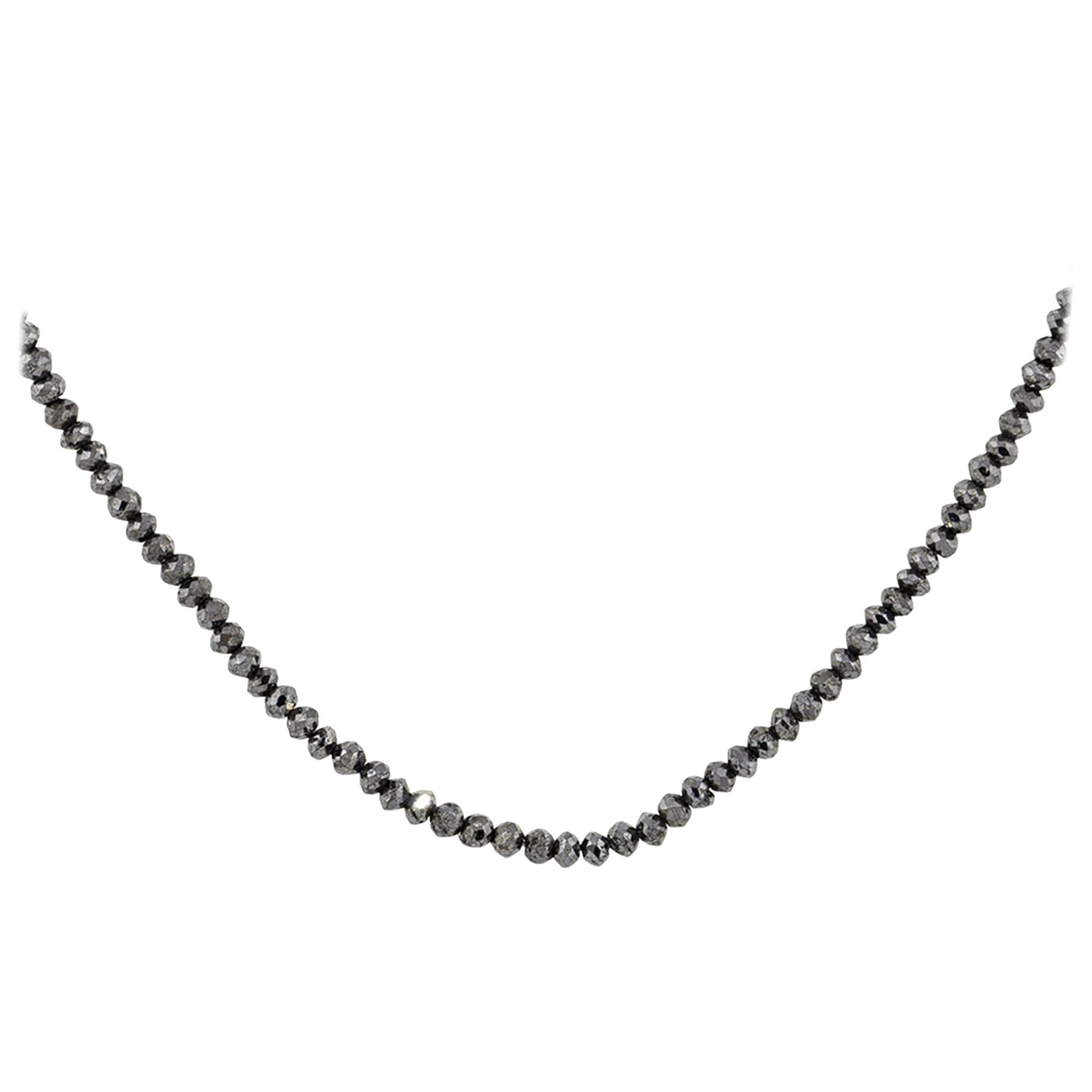14 Karat White Gold 15.50 Carat Black Diamond Briolettes Necklace