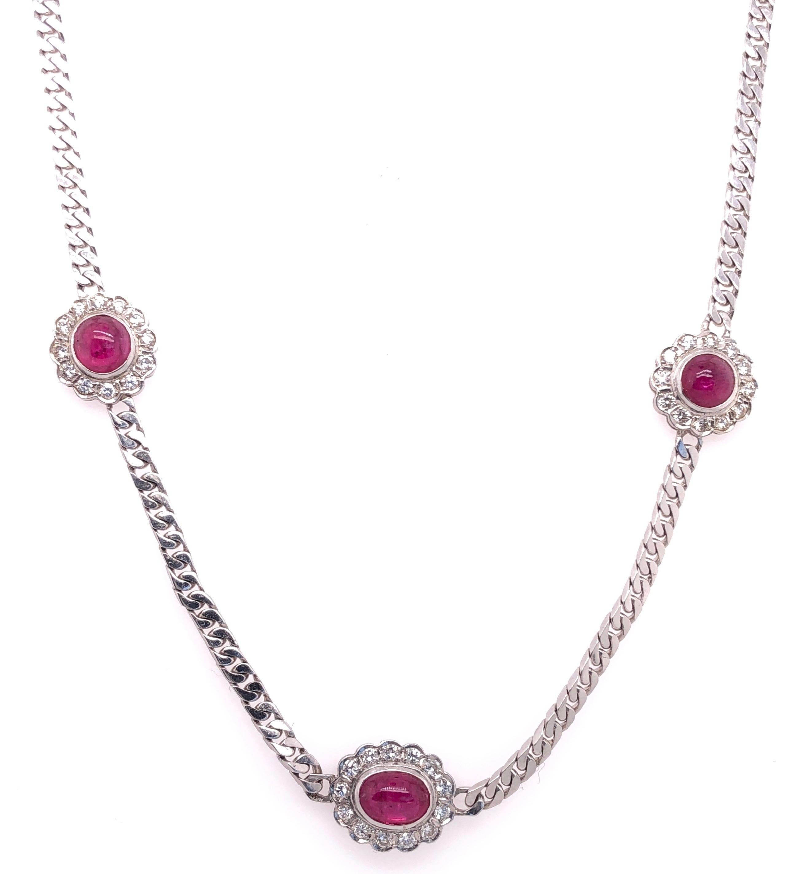 Modern 14 Karat White Gold Figaro Amethyst and Diamond Station Necklace