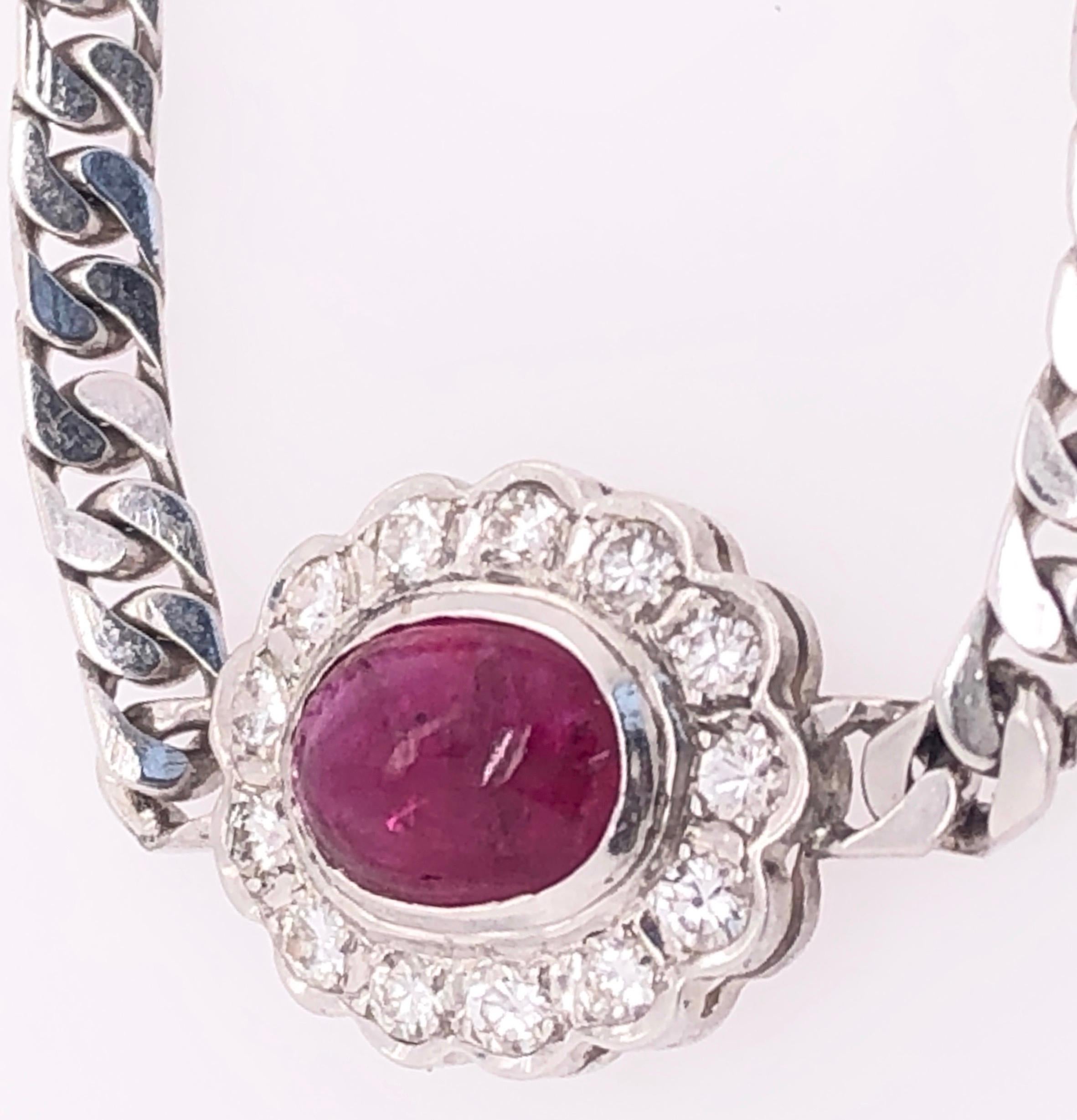 Women's 14 Karat White Gold Figaro Amethyst and Diamond Station Necklace