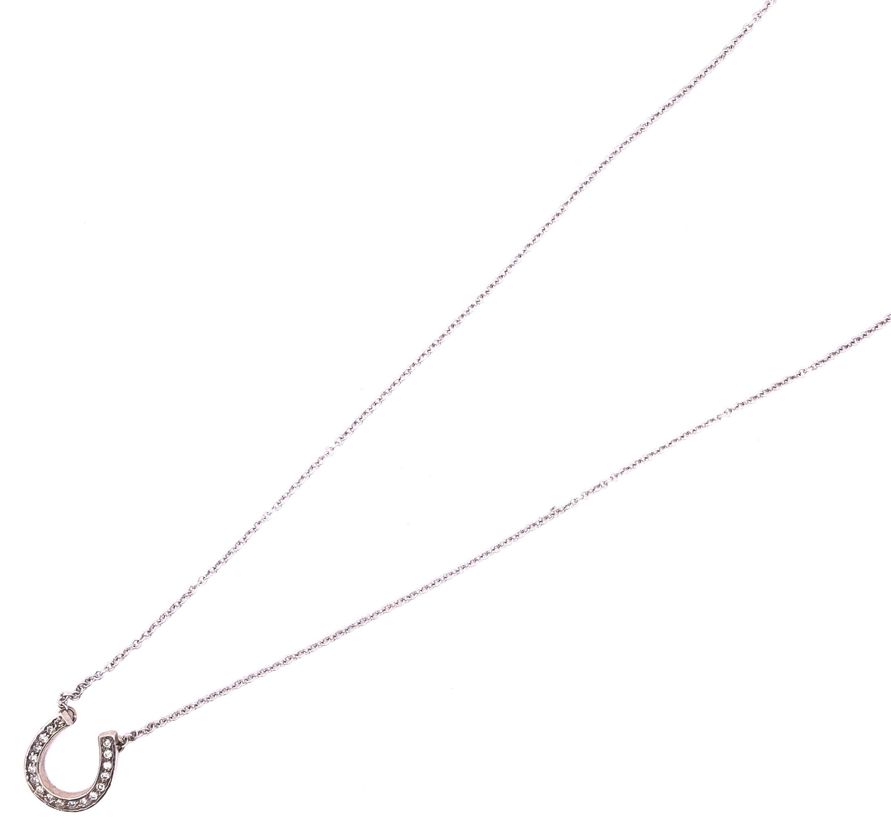 Modern 14 Karat White Gold Necklace with Diamond Horse Shoe Pendant 0.50 TDW For Sale
