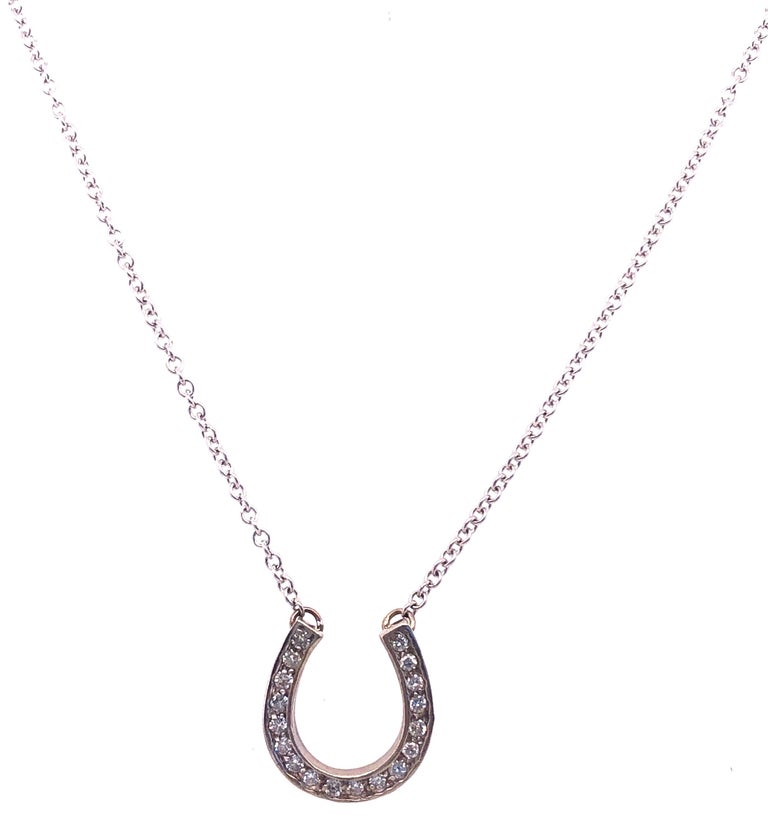 14 Karat White Gold Necklace with Diamond Horse Shoe Pendant 0.50 TDW ...