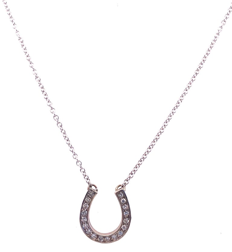 14kt Gold Pearl & Sapphire Horse Shoe Necklace