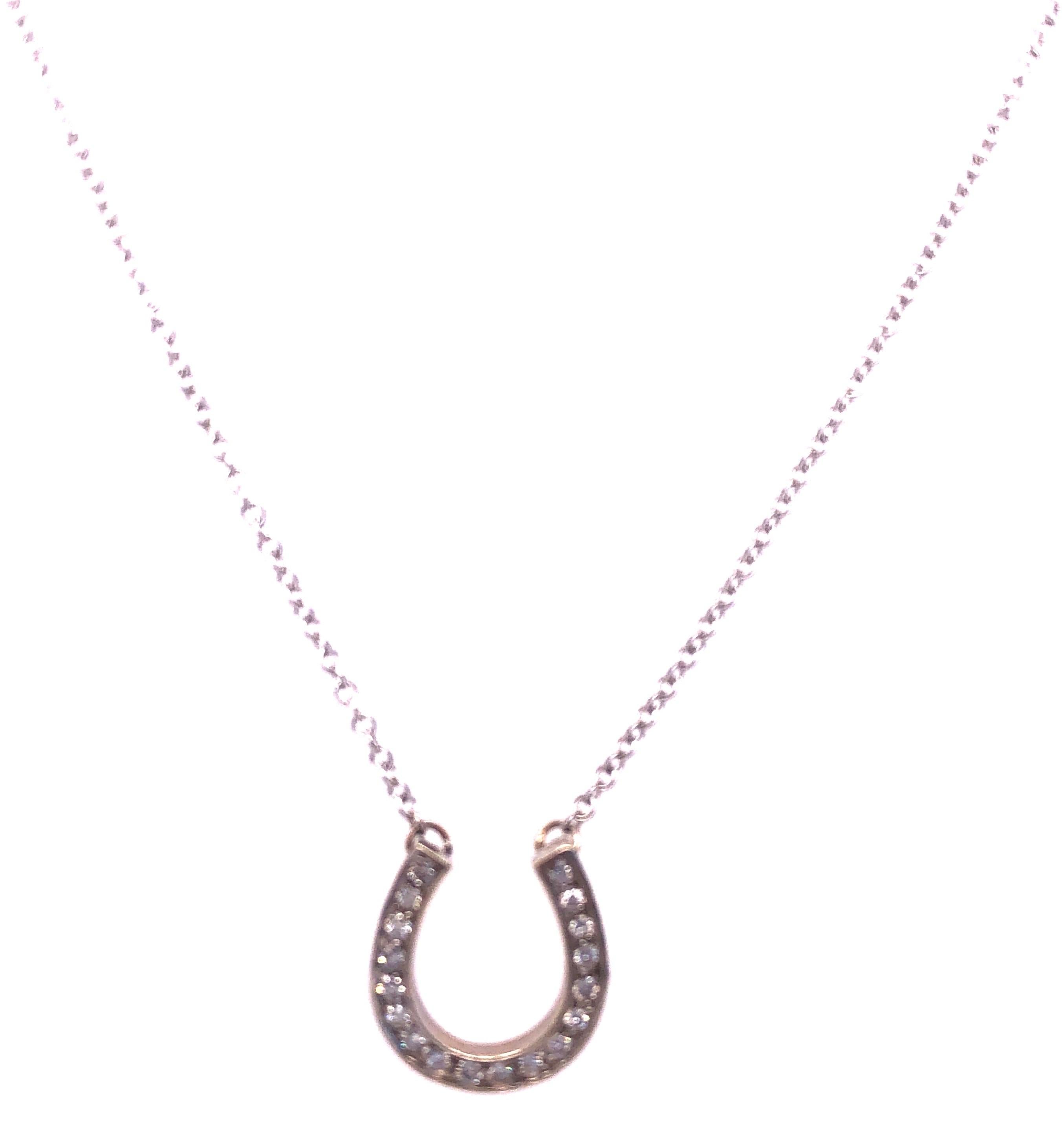 14 Karat White Gold Necklace with Diamond Horse Shoe Pendant 0.50 TDW For Sale 1