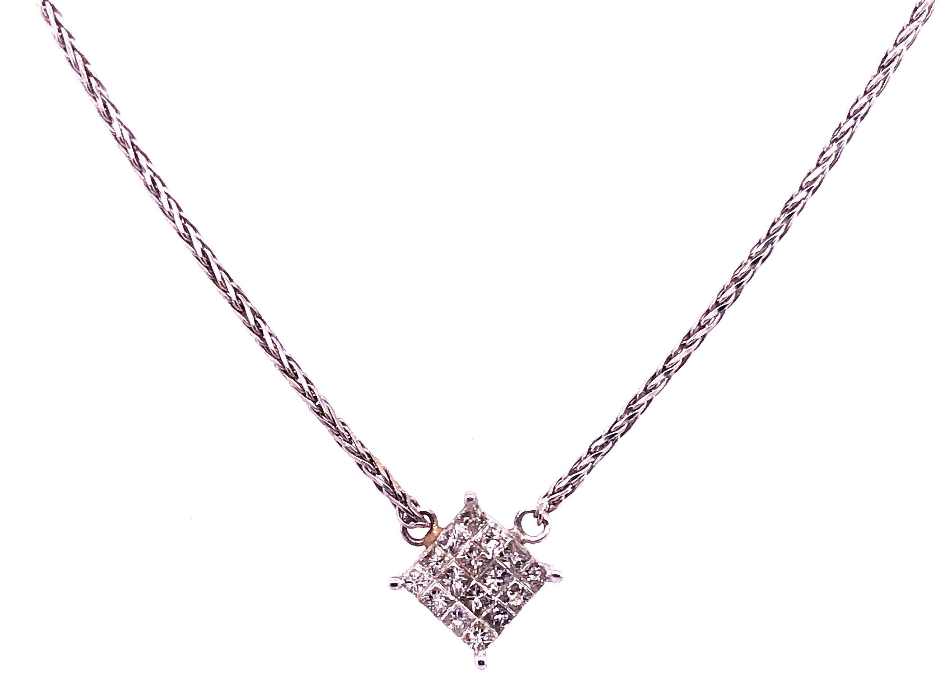 Modern 14 Karat White Gold Necklace with Diamond Pendant For Sale