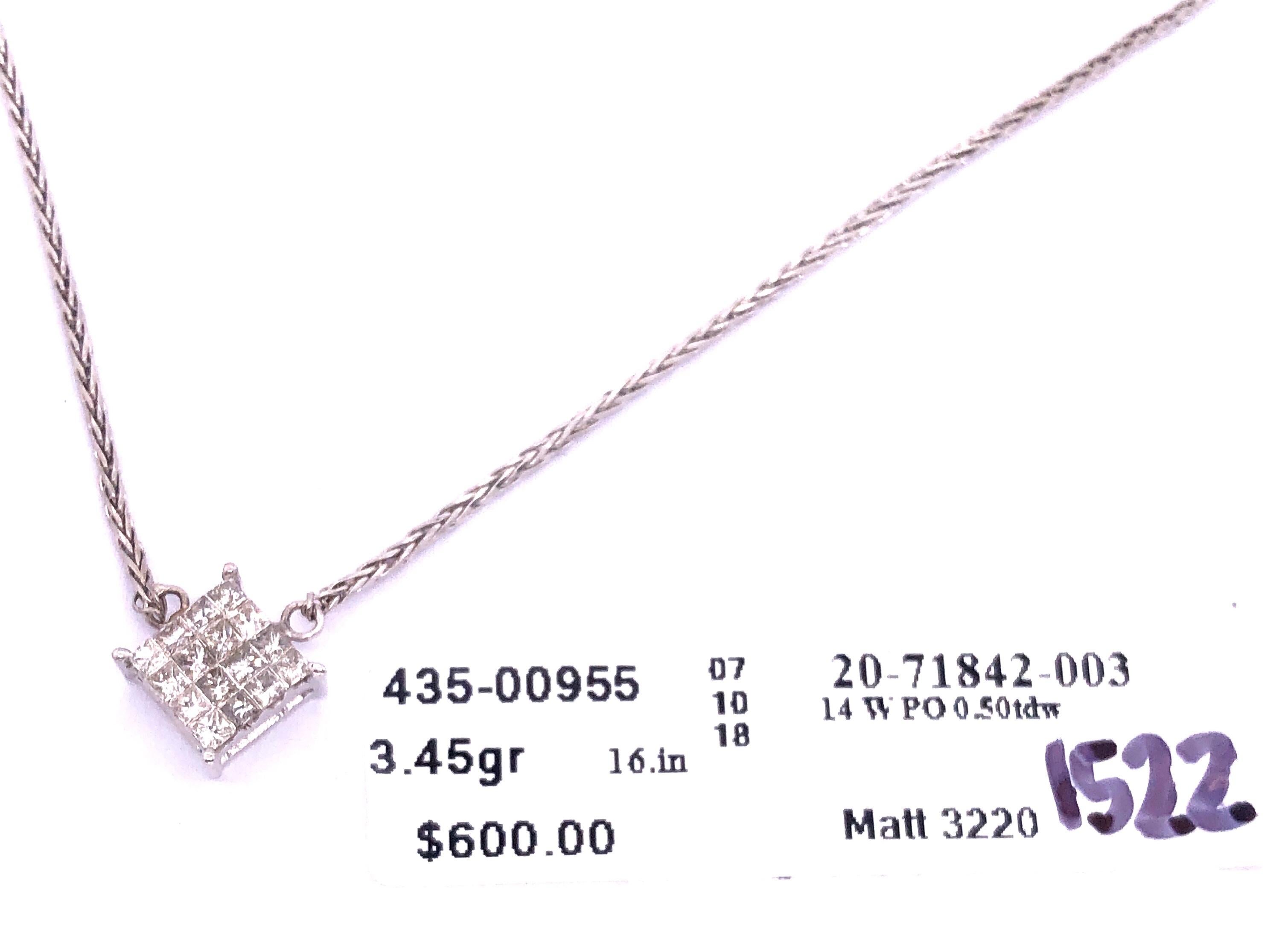14 Karat White Gold Necklace with Diamond Pendant For Sale 2
