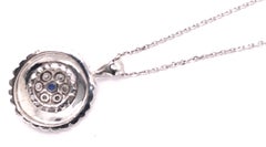 14 Karat White Gold Sapphire with Diamond Accents Pendant Necklace