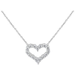 14 Karat White Gold 1.60 Carat Diamond Heart Pendant Necklace