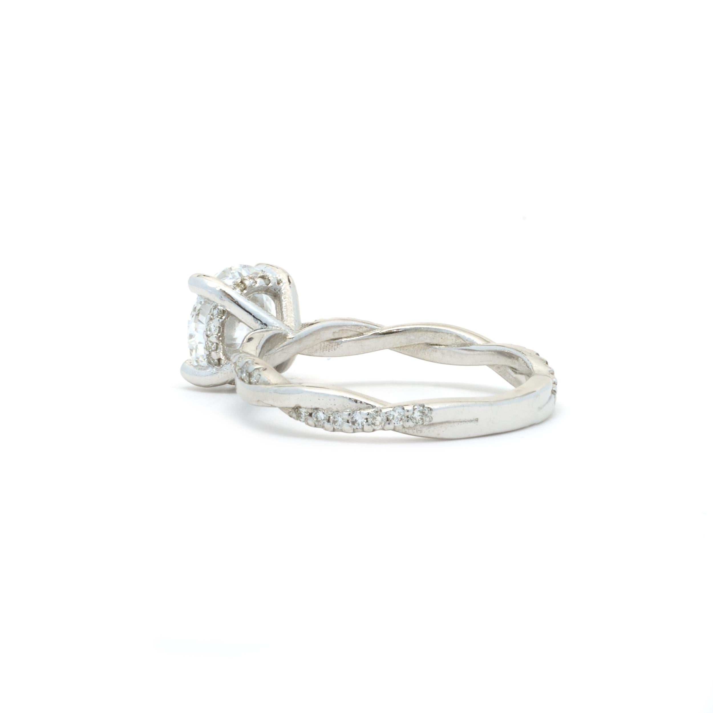 Round Cut 14 Karat White Gold 1.67ct Round Brilliant Diamond Engagement Ring