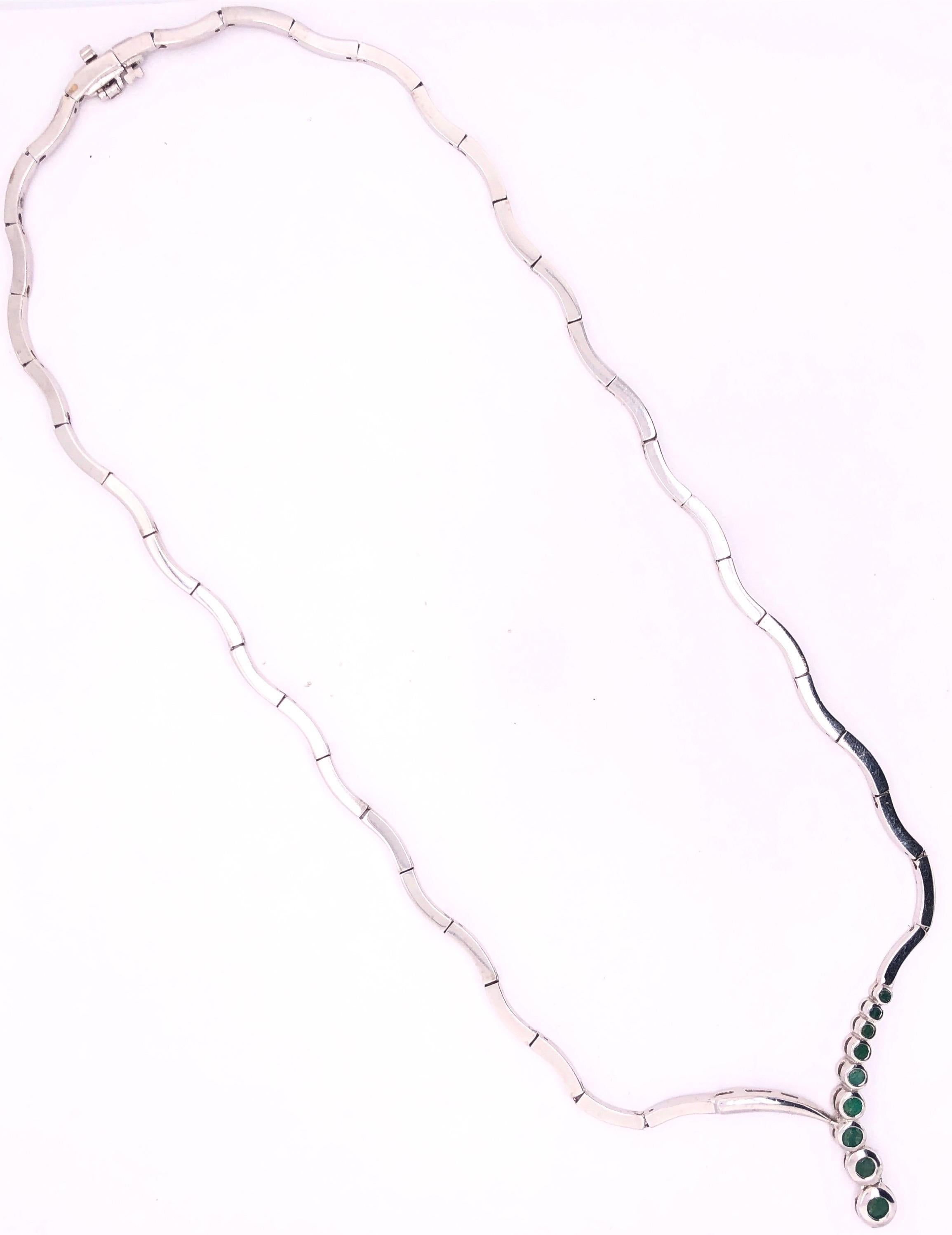 14 Karat White Gold Fashion Necklace with Round Emeralds For Sale 6